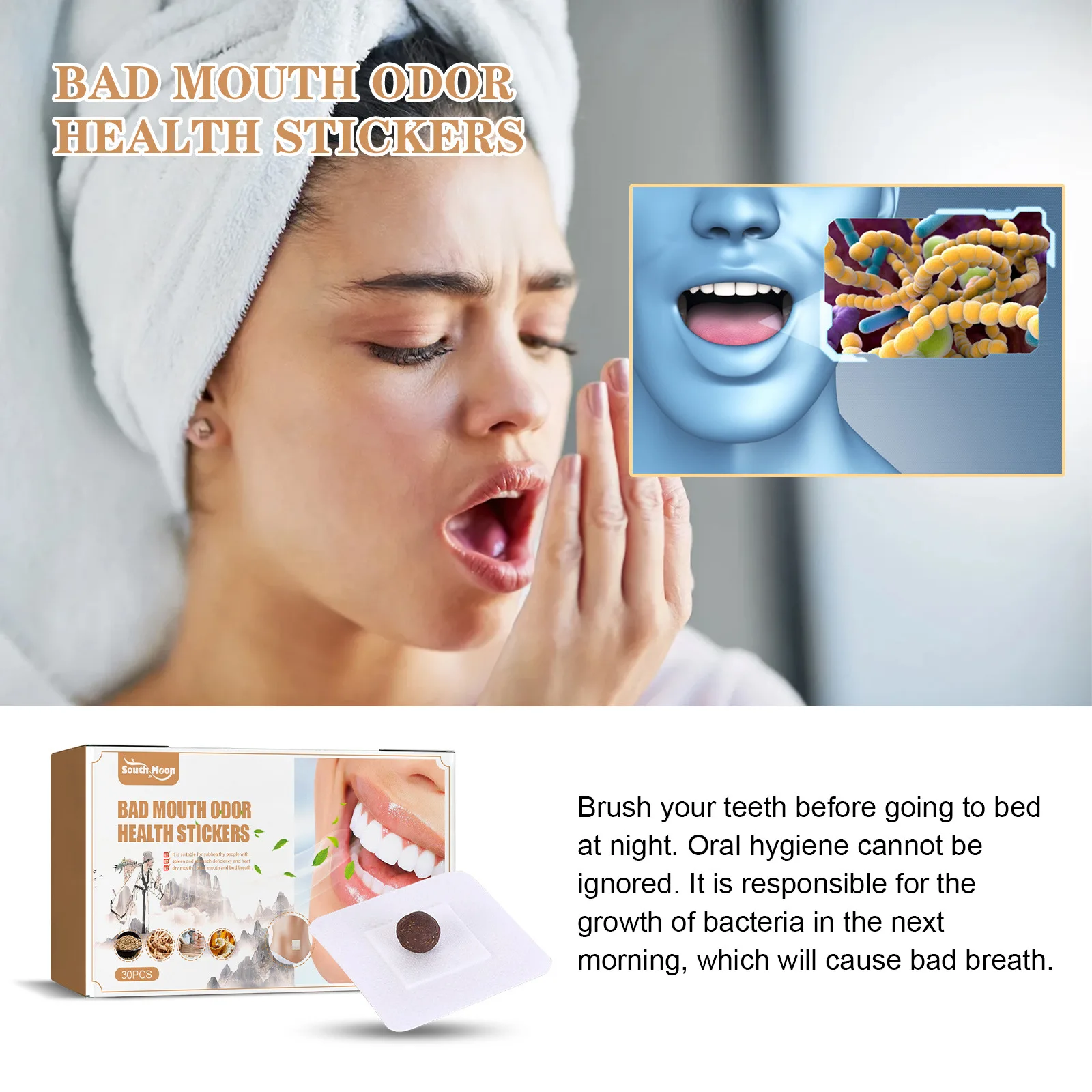 Mouth Cleaning Patch: Cleaning the mouth, navel patch, cleaning the mouth, smell, fresh breath, and care patch