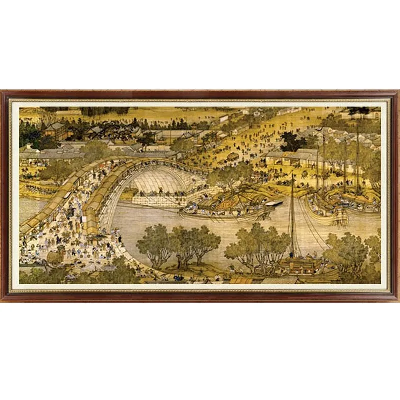 

Embroidered pure handmade cross stitch, finished product, Qingming Shanghe map, full embroidery