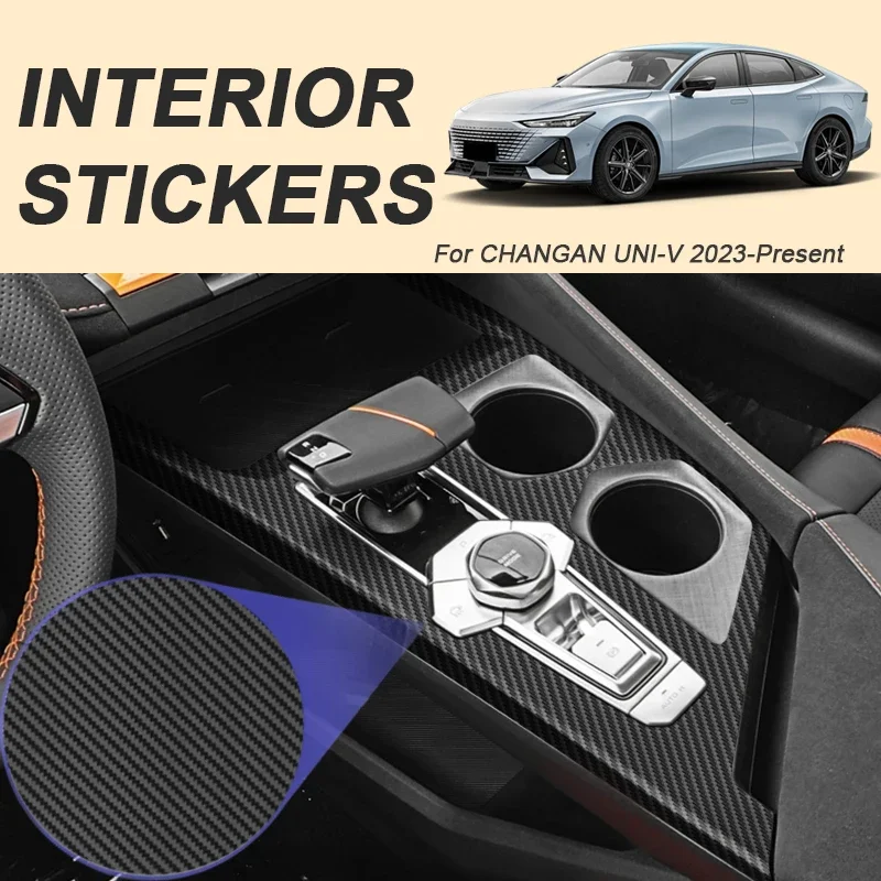 Car Carbon Interior Sticker Auto Lifting Window Panel Decal Gear Inner Door Protective Film For CHANGAN UNI-V 2023-Present LHD