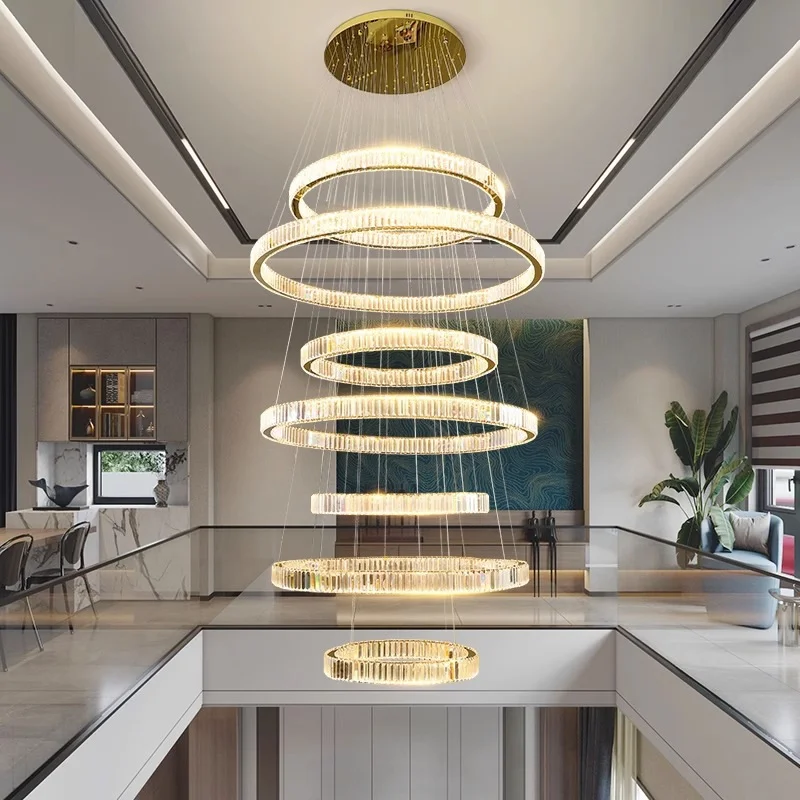 Stairs Light Luxury Crystal Building Middle Floor Apartment Villa Lights