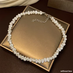 Jewelry New Trendy Irregular Imitation Pearl Necklace Temperament Simple Handmade Strand Bead Necklace For Men Jewelry Gift