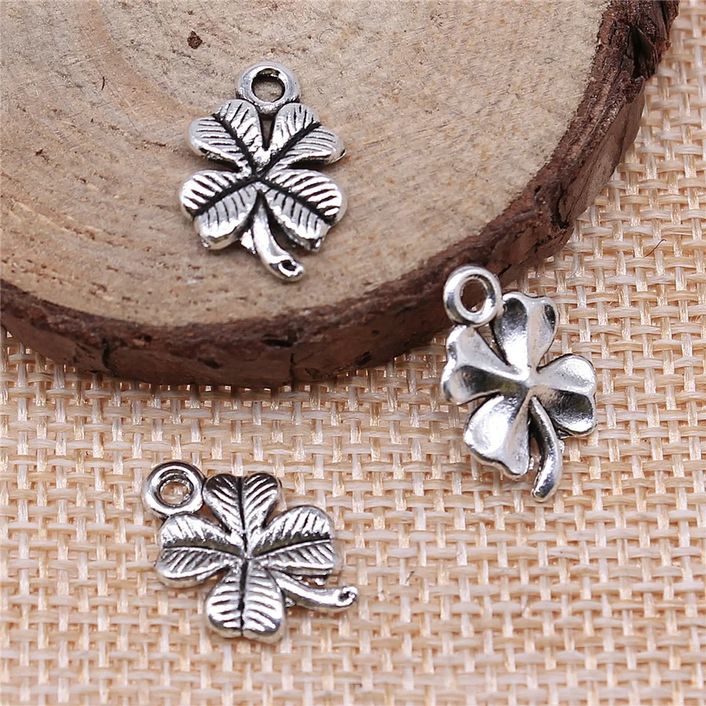 WYSIWYG 20pcs 17x11mm 3 Colors Lucky Irish Four Leaf Clover Charms DIY Handmade Jewelry Pendant