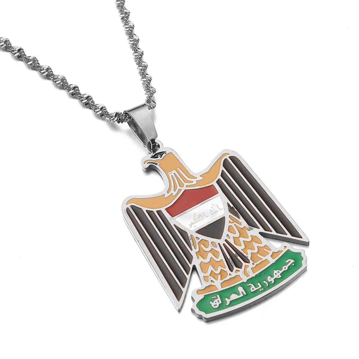 Stainless Steel Republic Of Iraq Pendant Necklaces Jewelry Charms Iraqi Chain Necklace