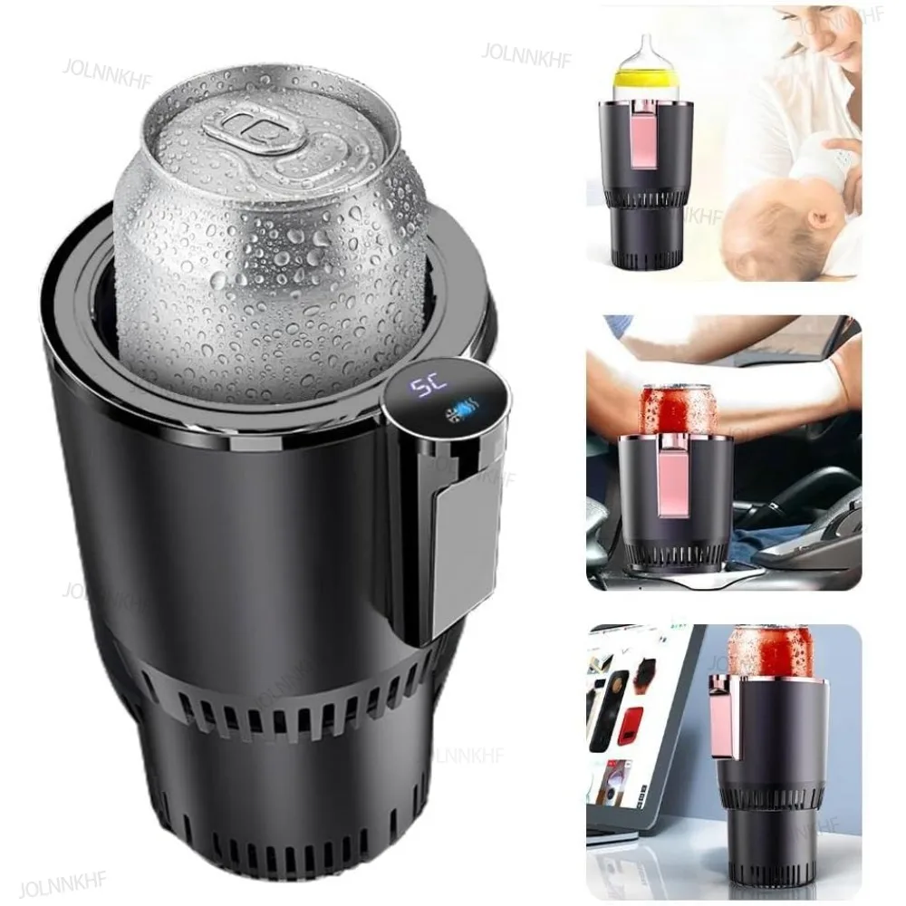 Car Heating Cooling Cup 12V 2-in-1 Smart Fast Refrigeration Warmer Cooler Cup Car Portable Quick Cooling Cup with LCD Display