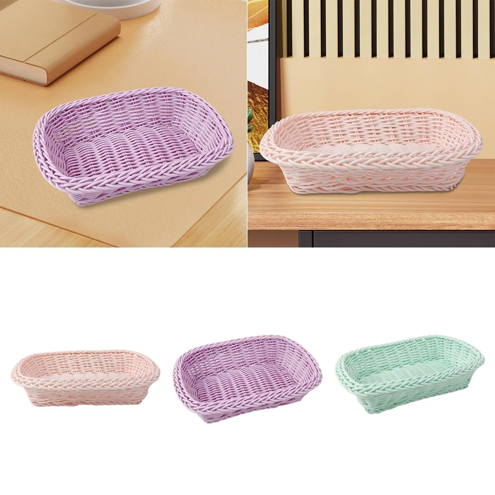 Hand Woven Basket Portable Table Decoration Cosmetic Box Sundry Holder Snack Basket for Linen Closet Kitchen Office Shelves