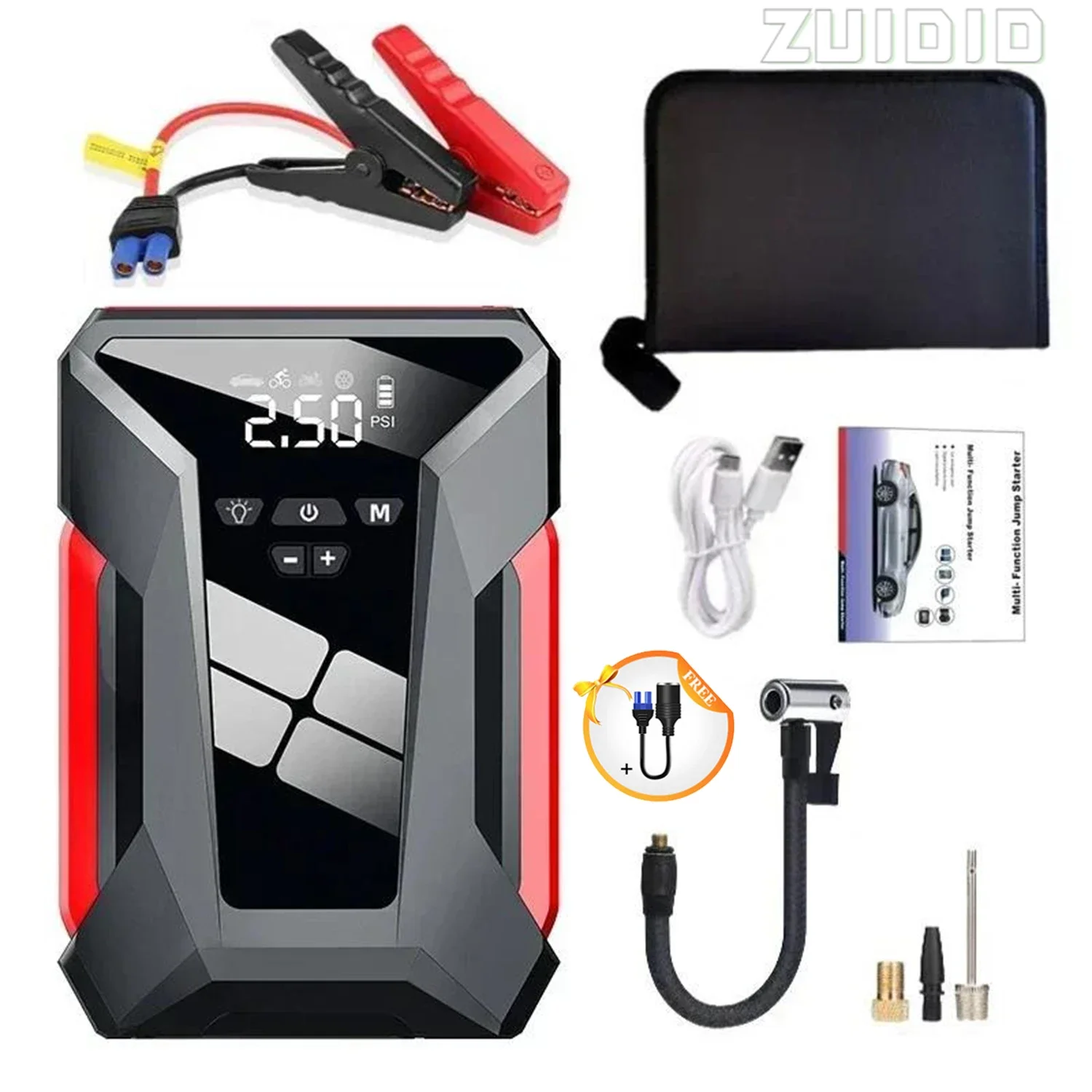 

28000mAh Car Jump Starter Device 12V Powerful Portable Battery Charger Emergency Supply 150PSI Tire Inflator Powerbank Air Pump