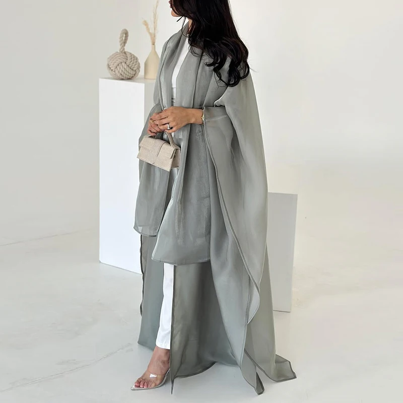 New Autumn V Neck Solid Color Cardigan Fashion Batwing Sleeves Loose Women's Robe Shawl 2026 Office Elegant Swing Muslim Coat
