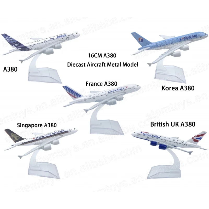 

16CM Diecast Aircraft Metal Toy Vehicle Model Airline Gift Toys A380 and Different Airplane Models Customized OEM Available