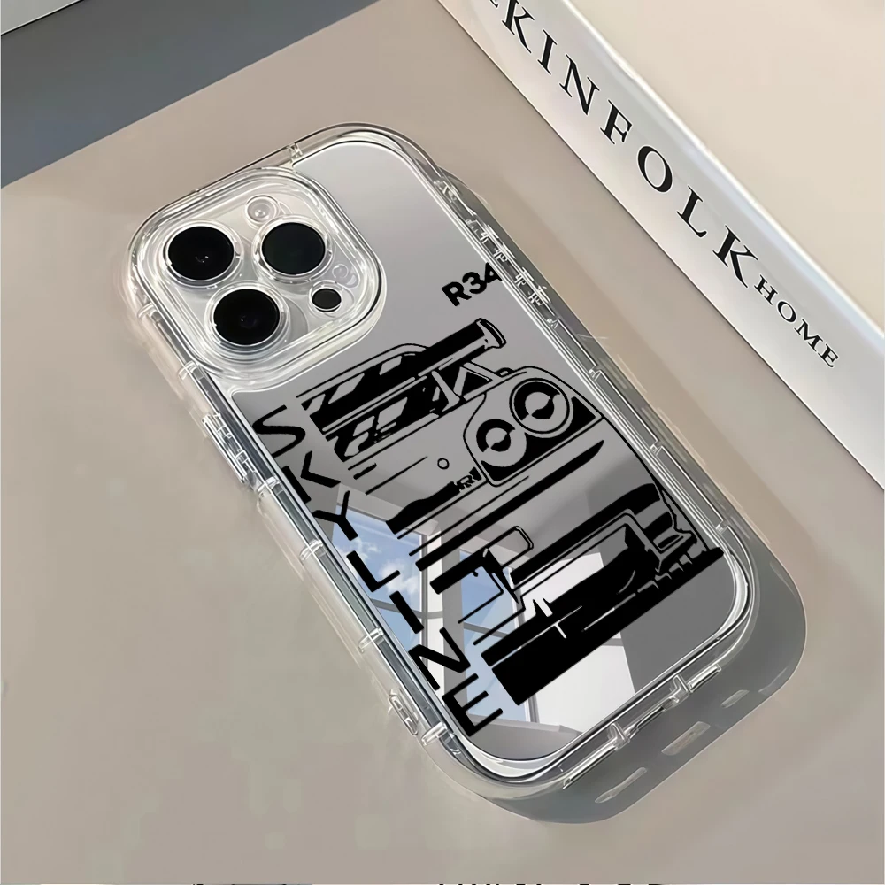 JDM Sports Car Silver Mirror Phone Case For iPhone 16 Pro Max 17 15 14 13 12 11 8 Plus Pro SE2 XR X 17 Air Max Soft Gift Cover view 4