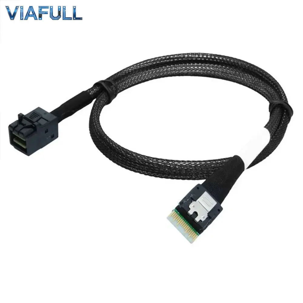 SlimSAS SFF-8654 4i 38Pin to Mini SAS HD SFF-8643 Cable, PCIe 4.0 12Gbps Server Adapter, 30AWG Copper Wire Harness 0.5M 1M