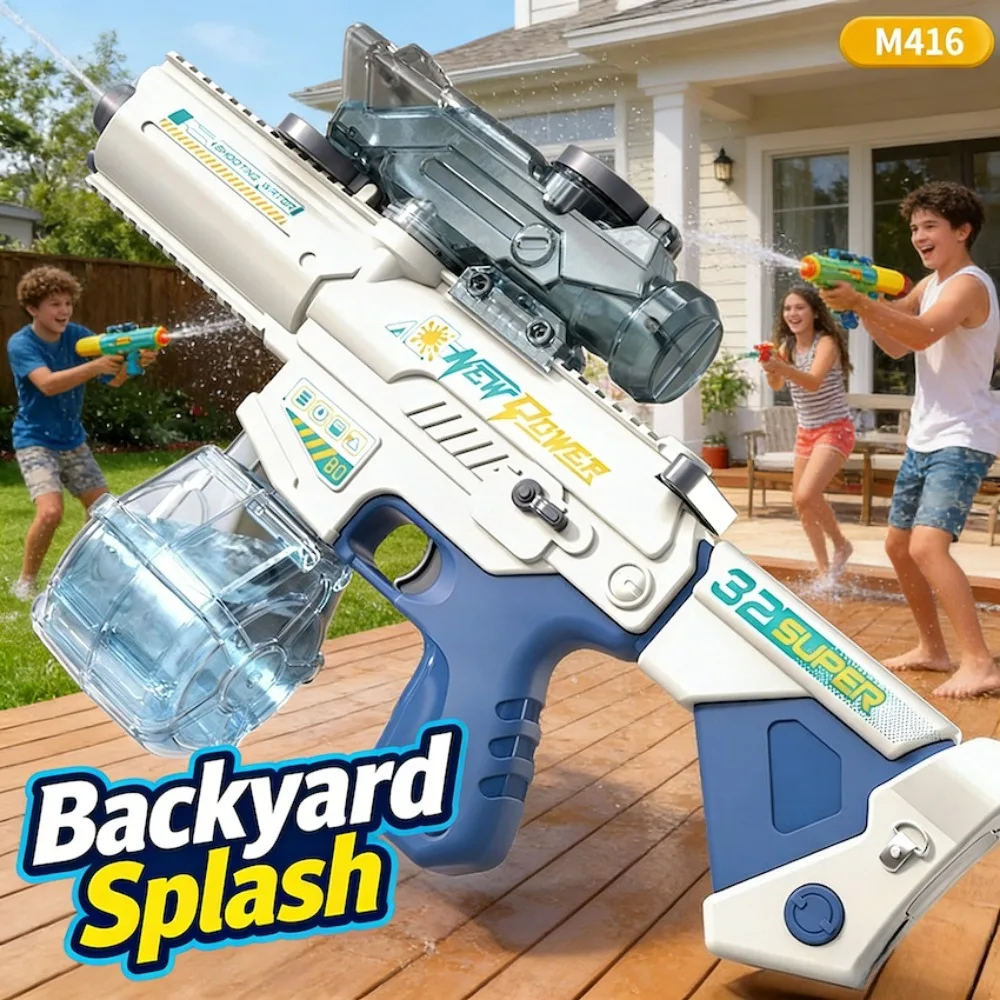 

Электрический водяной пистолет M416 для летних игр на открытом воздухе, пляжа, бассейна, вечеринок, стрельбы, идеальный подарок для детей и взрослых