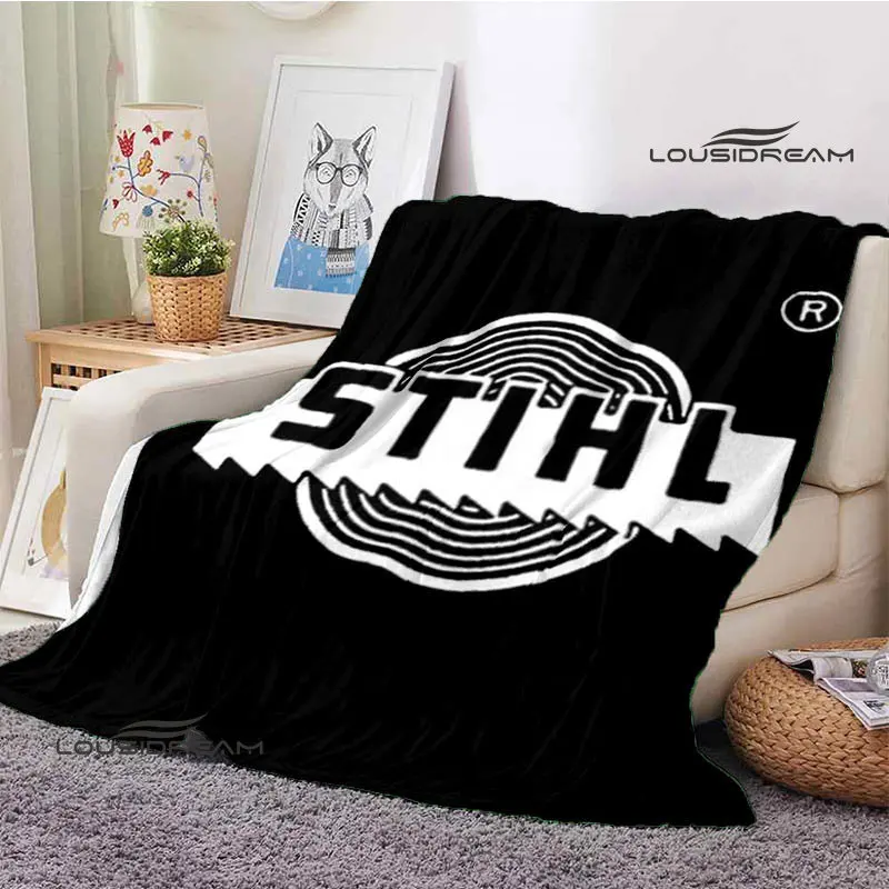 Stihl logo printed blanket Flange Warm blanket picnic blanket Soft and comfortable blanket throw blanket birthday gift