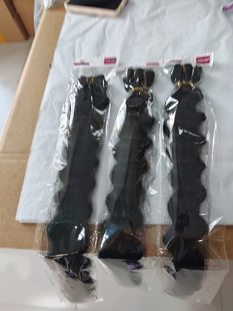 26 28 30 32 Inch Loose Deep Wave Brazilian Real Human Hair Bundles Sale 2/ 3/4 PCS Natural Black Unprocessed Remy Hair Extensions Weave Bundles Extensions Soft Silky For Women