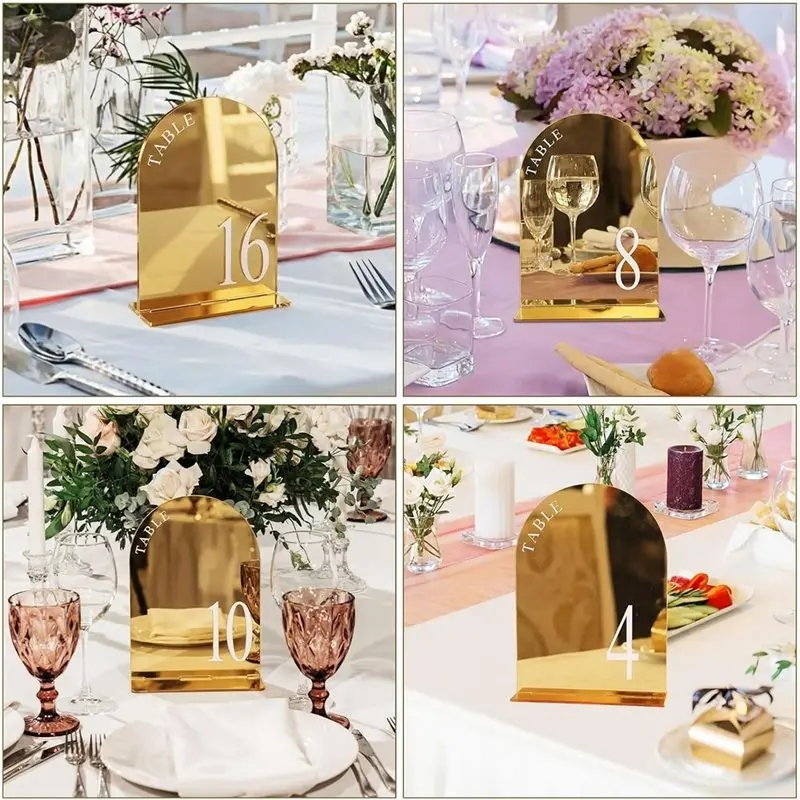 PORK-Wedding Table Numbers Table Numbers 1-20 Mirrored Arch Number Signage For Wedding Reception