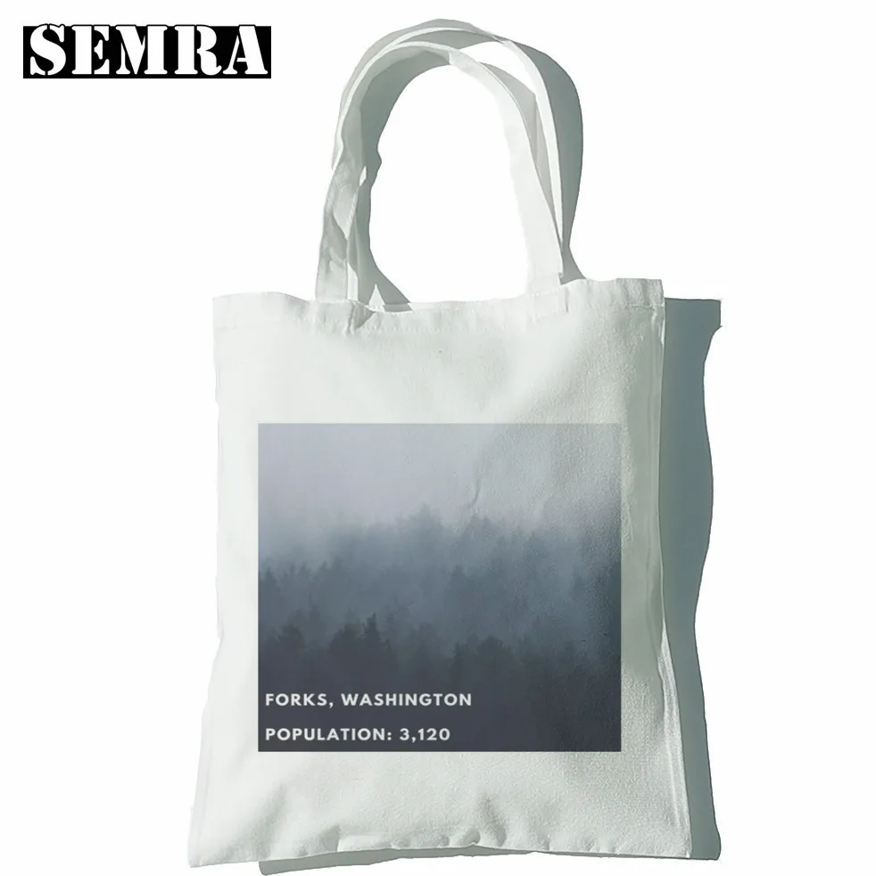 Twilight Women Canvas Tote Bag Eco Shopping Bag Large Capacity Shoulder Bag for Women Female Foldable Beach Shopper Bag