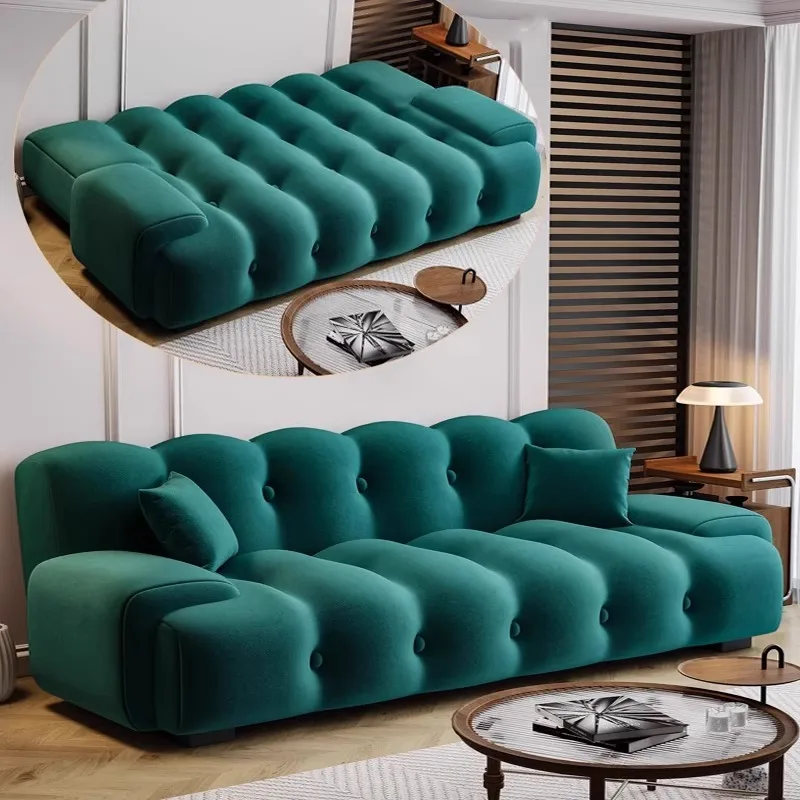 

Modern Luxury Convertible Sofa Bed with Velvet Upholstery Foldable for Apartment Living Room Use Dual-Purpose Sleeping Sofa