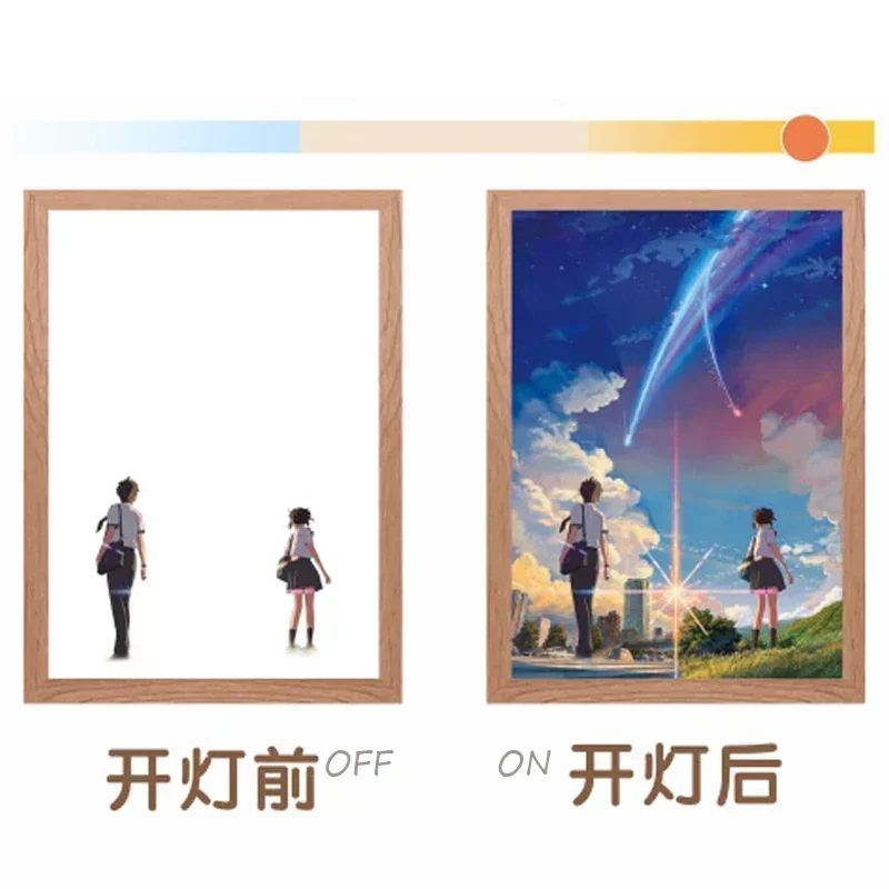 Wall Light Painting Japanese Anime Your Name Photo Frame Ornaments Desktop Night Lamp LED Bedroom Decor Cartoon Gifts for Friend