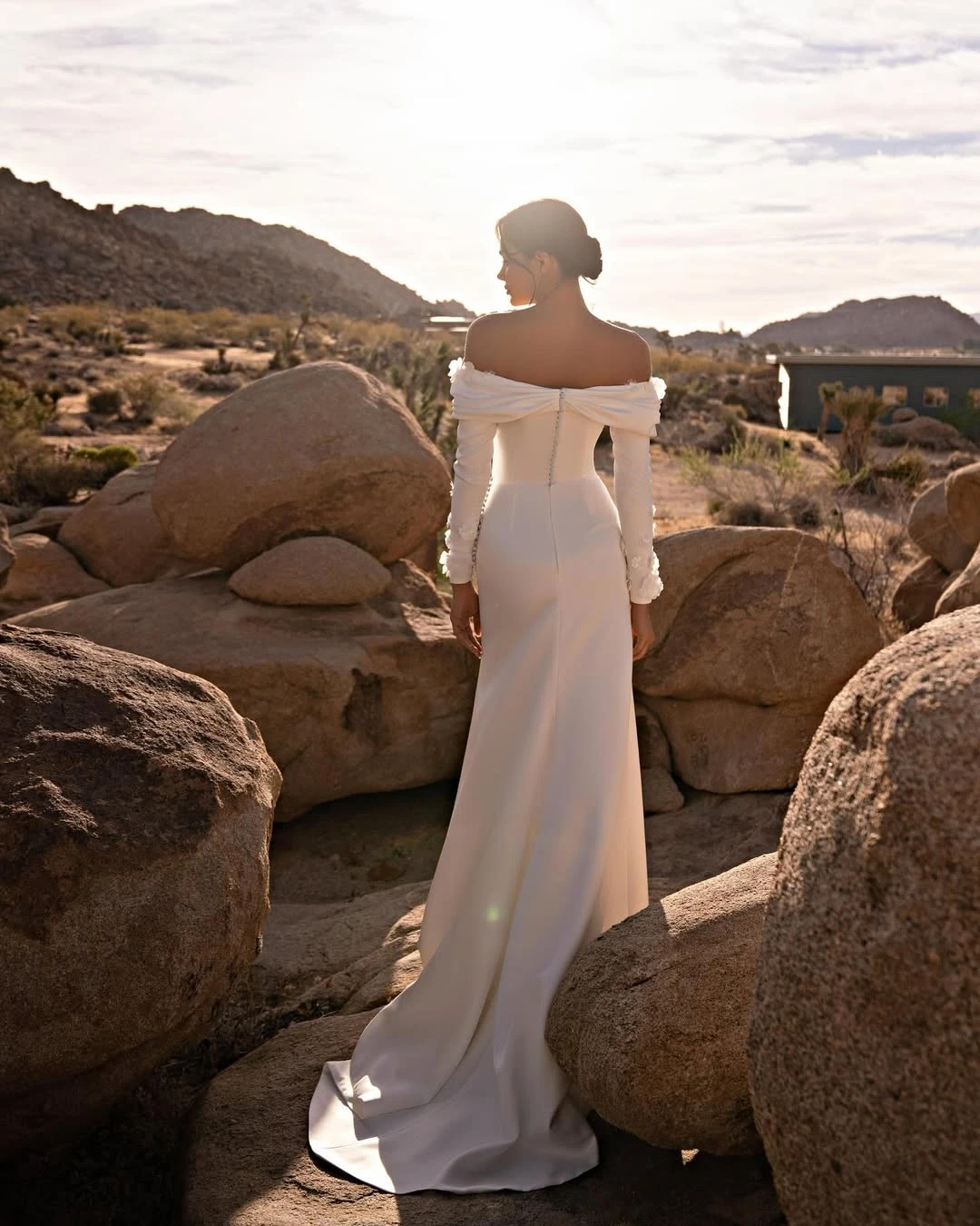 LORIE Lvory Satin Flower Applique Wedding Dress Mermaid Off Shoulder Bride Dress No veil  Women Wedding Party Gowns 2025