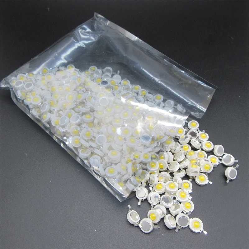 100pcs 1W 3W High Power LED Diodes Lamp Bulbs Chip Warm Cold White Red Blue Green Yellow RGB 445nm 660nm Plant Grow Light Beads