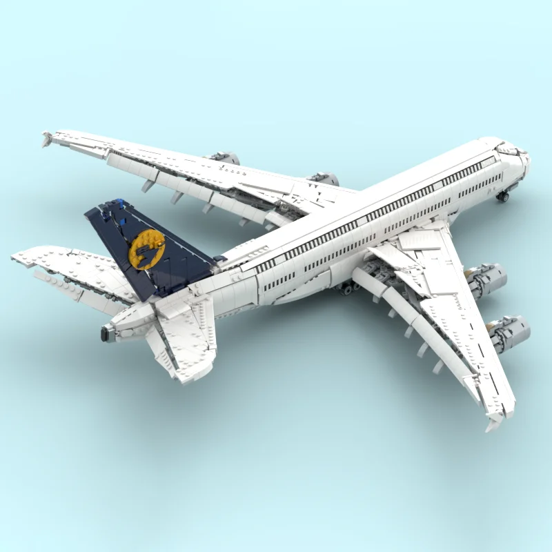 MOC Lufthansa Airbus A380 kommerziellen jet flugzeug modell DIY montage baustein spielzeug kinder geburtstag geschenk