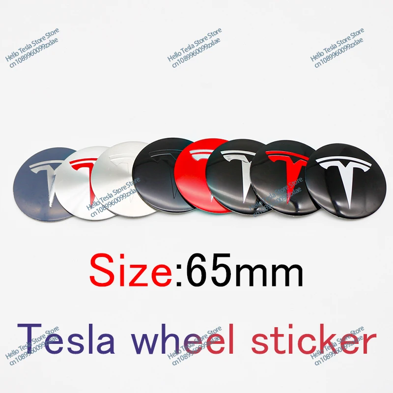 4Pcs 65mm Car Wheel Stickers Center Hub Cap Car Emblem Badge Decal For Tesla Model 3 Y S X Roadster P75D P85D P90D P100D