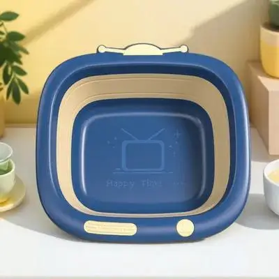 

1Pcs Cartoon Folding Wash Basin Compact Portable Foldable Design Lightweight for Bathroom Face Foot Cleaning