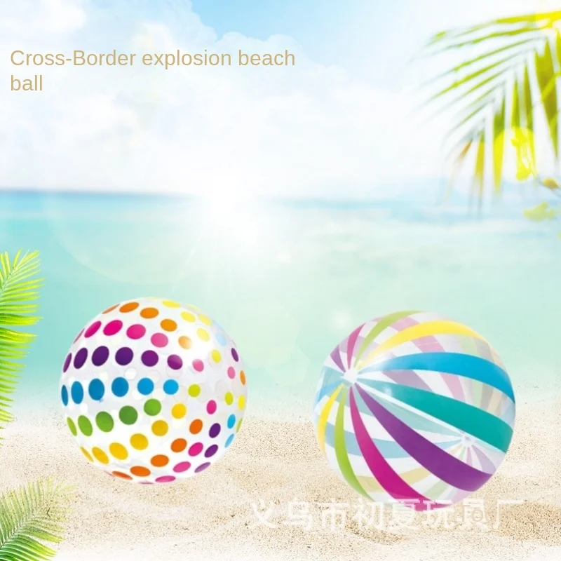 Hot Sale Polka Dot Beach Ball Children's Inflatable PVC Water Ball Color Stripe Ball Outdoor Swimming Pool Polka Dot Balloon