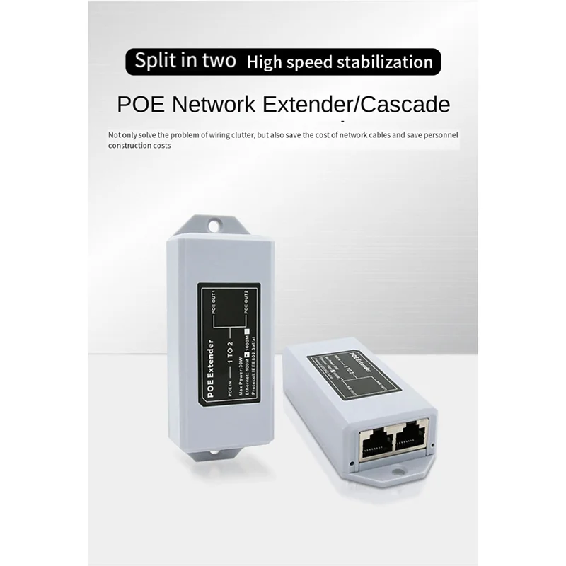 

AC56-1 In 2 Out 100M Стандартный сетевой удлинитель POE 100M Cascad Repeater Rj45 Совместимость с IEEE 802.3AT/AF для IP-камеры
