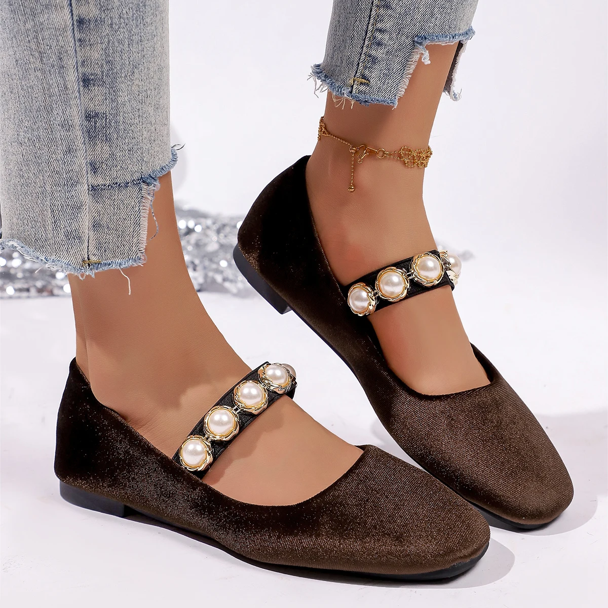 Elegantes Zapatos Planos con Correa de