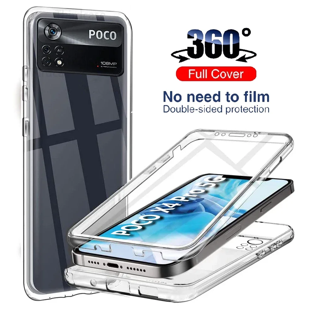 360 Full Body Camera Protective Phone Cover for Xiaomi Poco X7 X6 Pro C75 C65 F5 X5 X3 NFC F3 M3 Pro PET Glass Shockproof Case