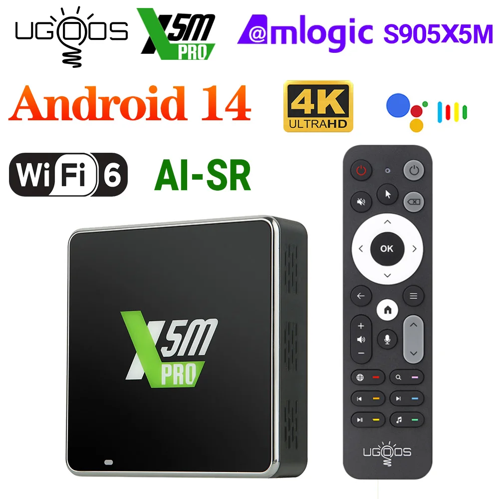 UGOOS X4Q Extra LPDDR4 4GB 128GB TV Box Android 11 Amlogic S905X4 X5M Pro 14 OS 1000M BT 4K Google Voice 2G 16G 32G X4Q Cube Pro