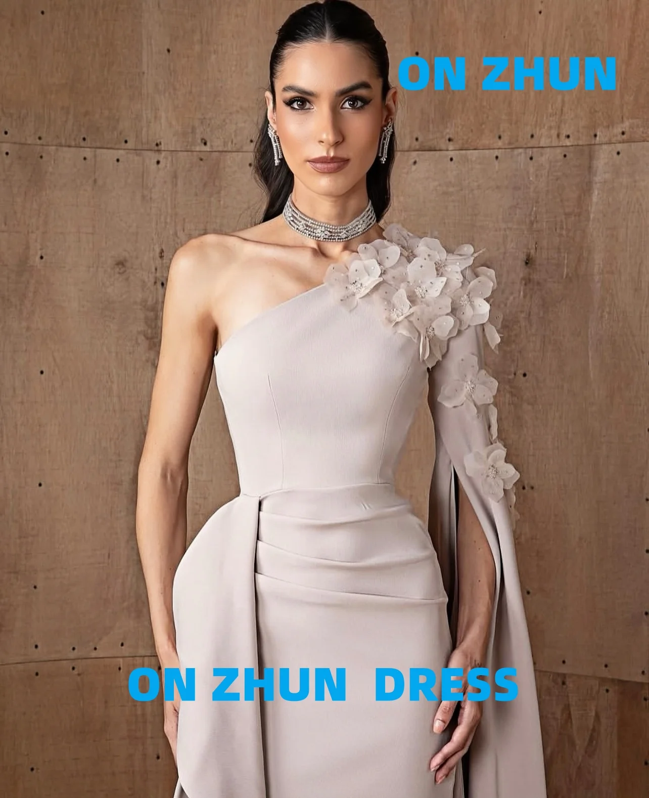 فساتين سهرة فاخرة مخصصة بكتف واحد مزينة بحورية البحر من الساتان أنيقة من أماندا نوفيا فستان سهرة نسائي #2