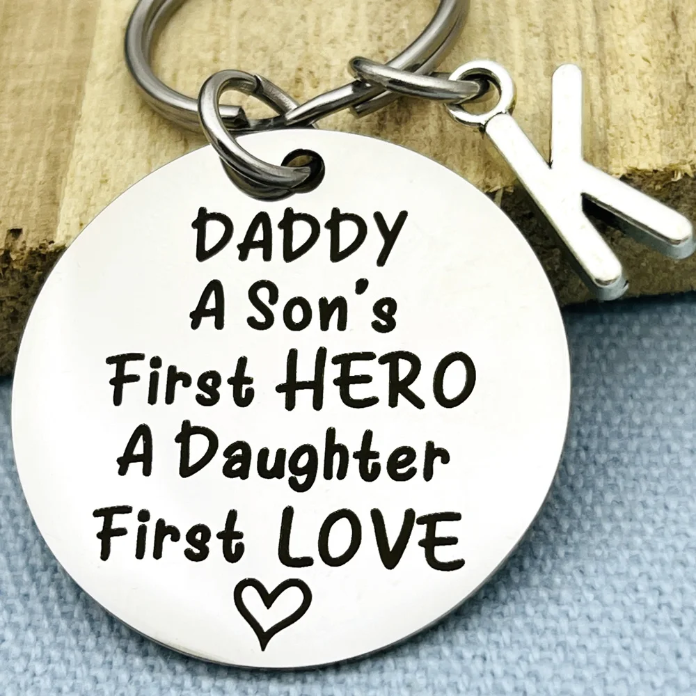 Dad Gifts Keychain Fathers Husband Gifts Birthday Christmas Valentine Gift for Stepdad New Dad DADDY A Son's First HERO