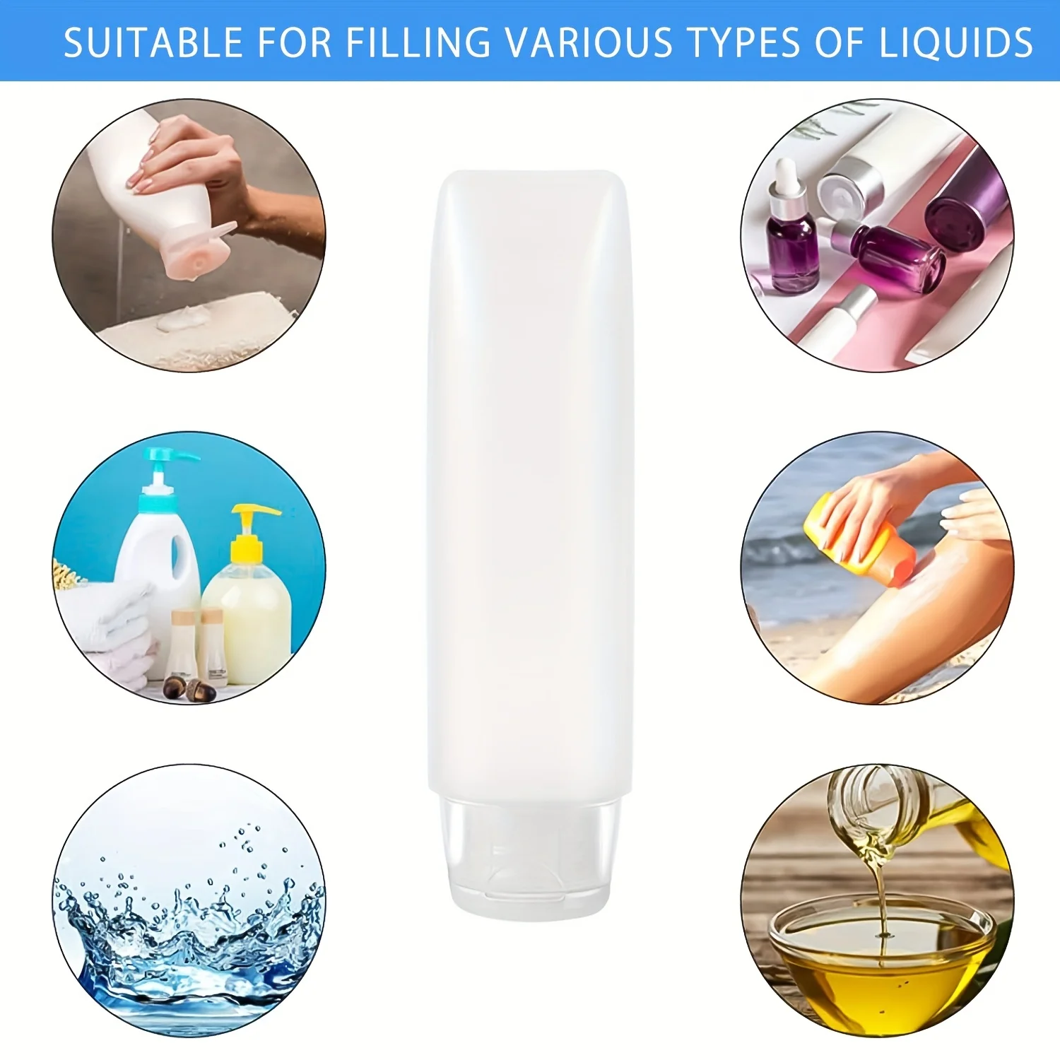 10 szt. 30/50ml Puste, wielokrotnego użytku, plastikowe, miękkie tubki podróżne z dozownikiem, przezroczyste pojemniki kosmetyczne z zakrętką. — zdjęcie 6