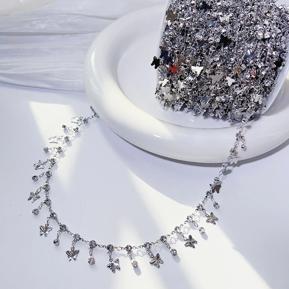 0,5 m1m Druck Stern Strass Kupfer kette hand gefertigte Armband Halskette Kleidung passende Kette für DIY Schmuck herstellung Lieferungen – Detail 7
