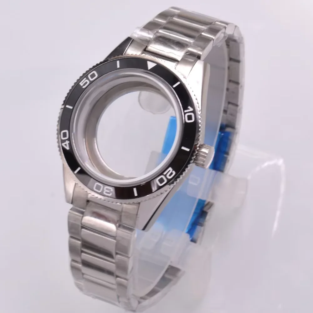 41mm Silver Watch Case Ceramic Bezel Fit NH34 NH35 NH36 ST2130 PT5000 ETA2824 2836 Miyota 8215 Movement  Sapphire Glass