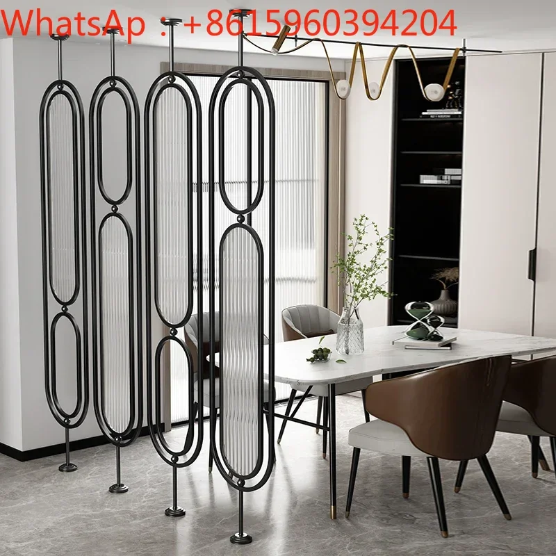 Customized Nordic light luxury tempered rainbow glass screen partition, rotatable, simple living room, blocking wall