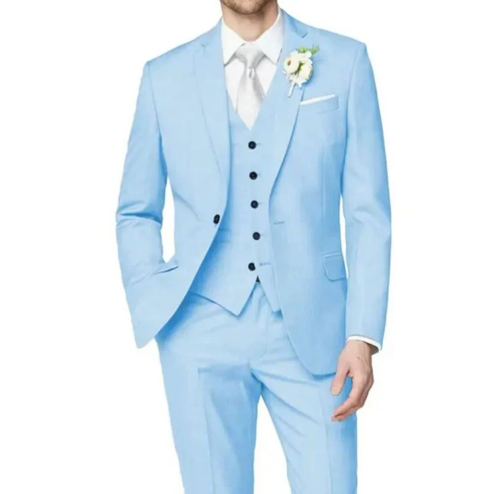 2026 Three-Piece Set Men's Business Leisure Large Size Cross-Border Fashion Polyester Fiber Suit Casual Wedding Groomsmen Suit