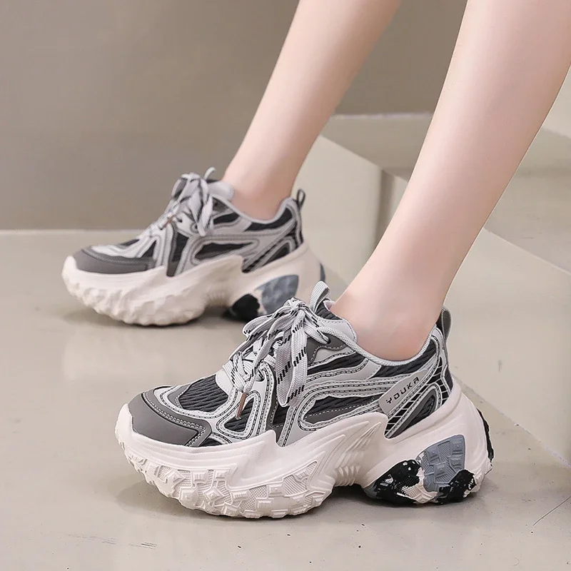 2024 Hot Selling New Fashion Autumn Women's Casual Shoes Sports Shoes Women's Thick Sole Shoes Women's Lace Up Zapatos Mujer