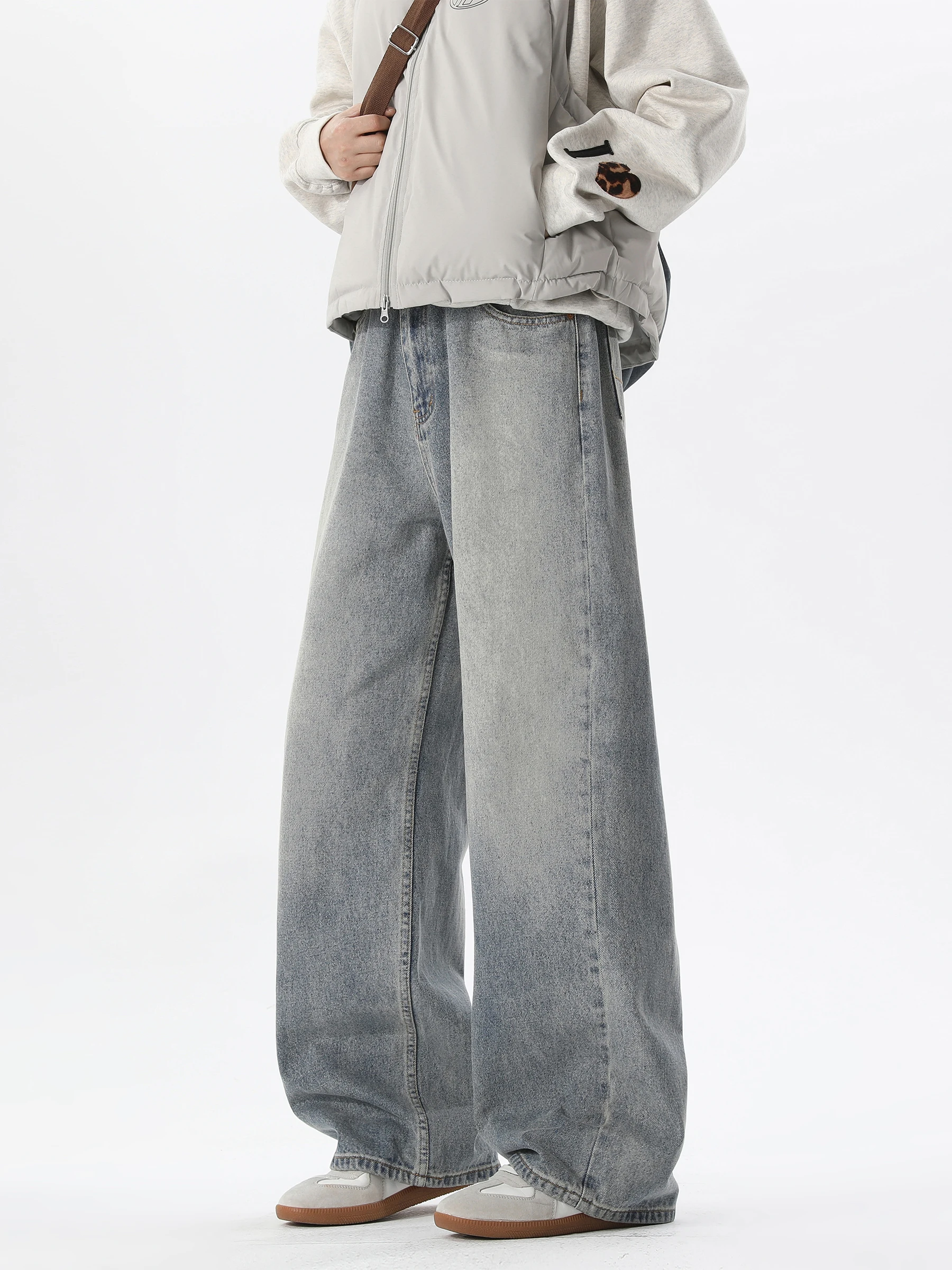 

Мужские джинсы с широкими штанинами Waed adient, осень-зима, прямые свободные американские длинные брюки High Street, модные большие размеры