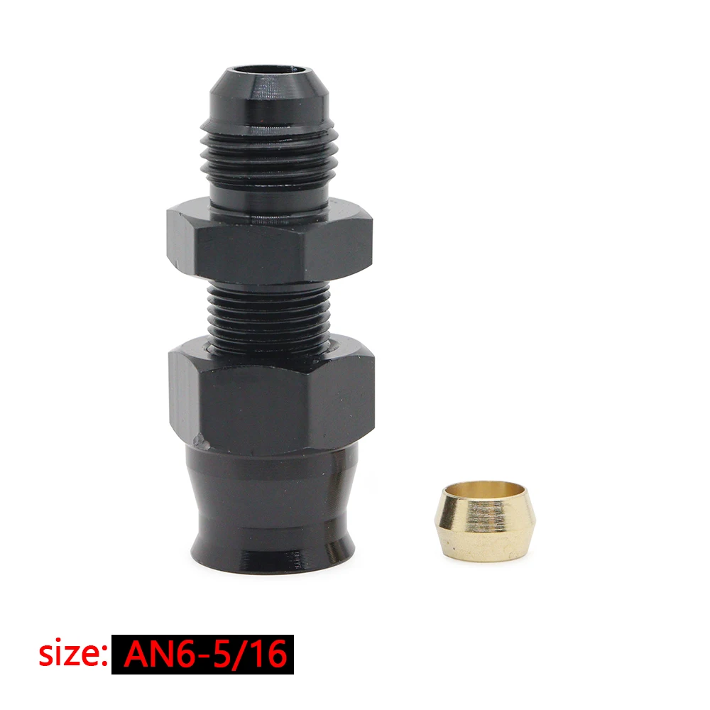 Universal Aluminum Fuel HardLine Fitting AN6-3/8 5/16 Female Flare Adapter Connector Tubing with Brass Insert Car Accessories