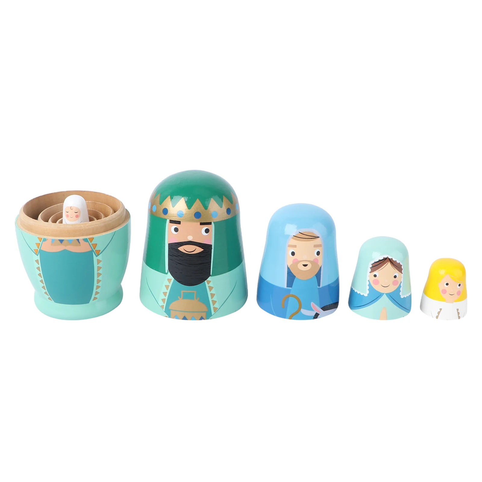 5 Pcs Christmas Matryoshka Toys Russian Stacking Dolls Wooden Nesting for Toddlers