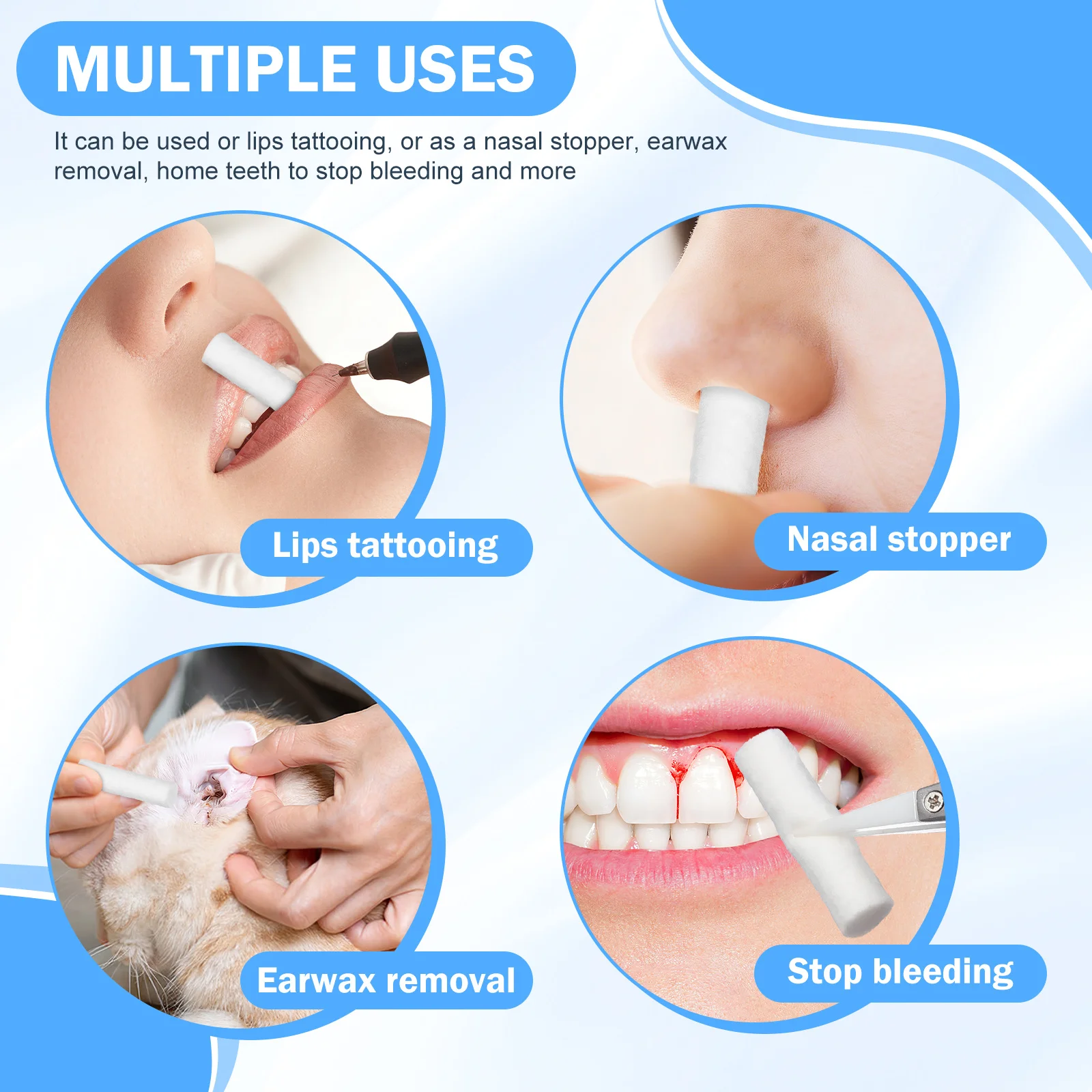 1 صندوق عالي الامتصاص للشفاه وشم الأسنان القطن المتاح الفم الشاش لفات لإزالة شمع الأذن ماكياج نزيف الأسنان