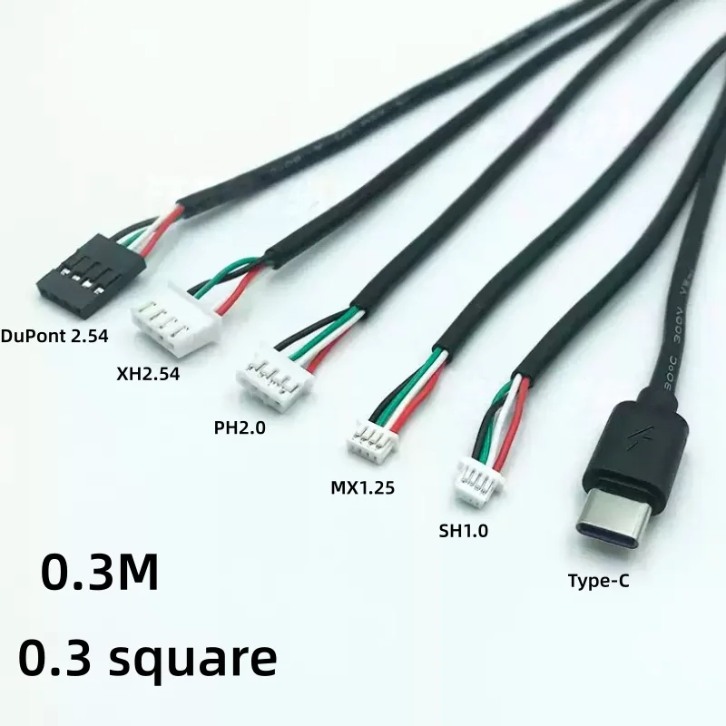1pcs/5pcs TypeC to DuPont 2.54/XH2.54/PH2.0/SH1.0/MX1.25 * 4pin Touchscreen Data Cable 30cm