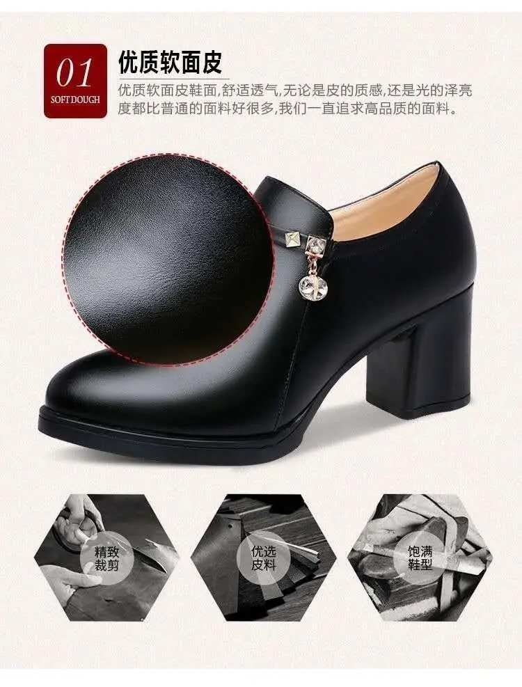 Women Shoes Spring Autumn Women Leather High Heel Pumps Shoes Lady Ankle Boots Office Shoes Female Dress Shoes Botas De Mujer