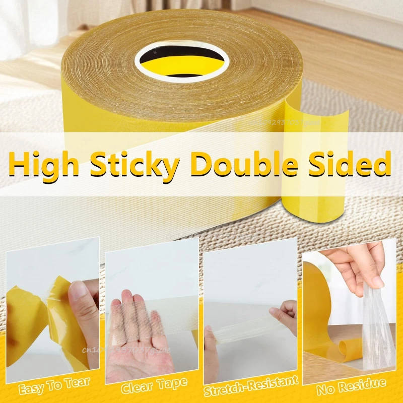 Super Thin Strong Fixation Double Sided Adhesive Tape Heavy Duty Translucent Mesh Waterproof Traceless Powerful Grid Carpet Tape