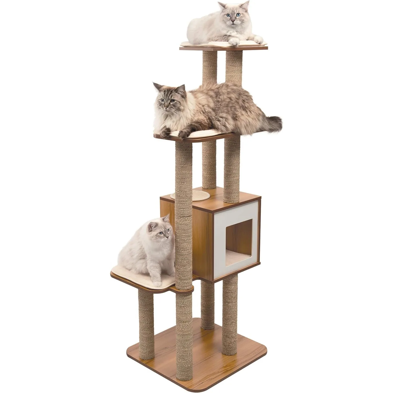 US Vesper Cat Tree, Double, Walnut, 52048