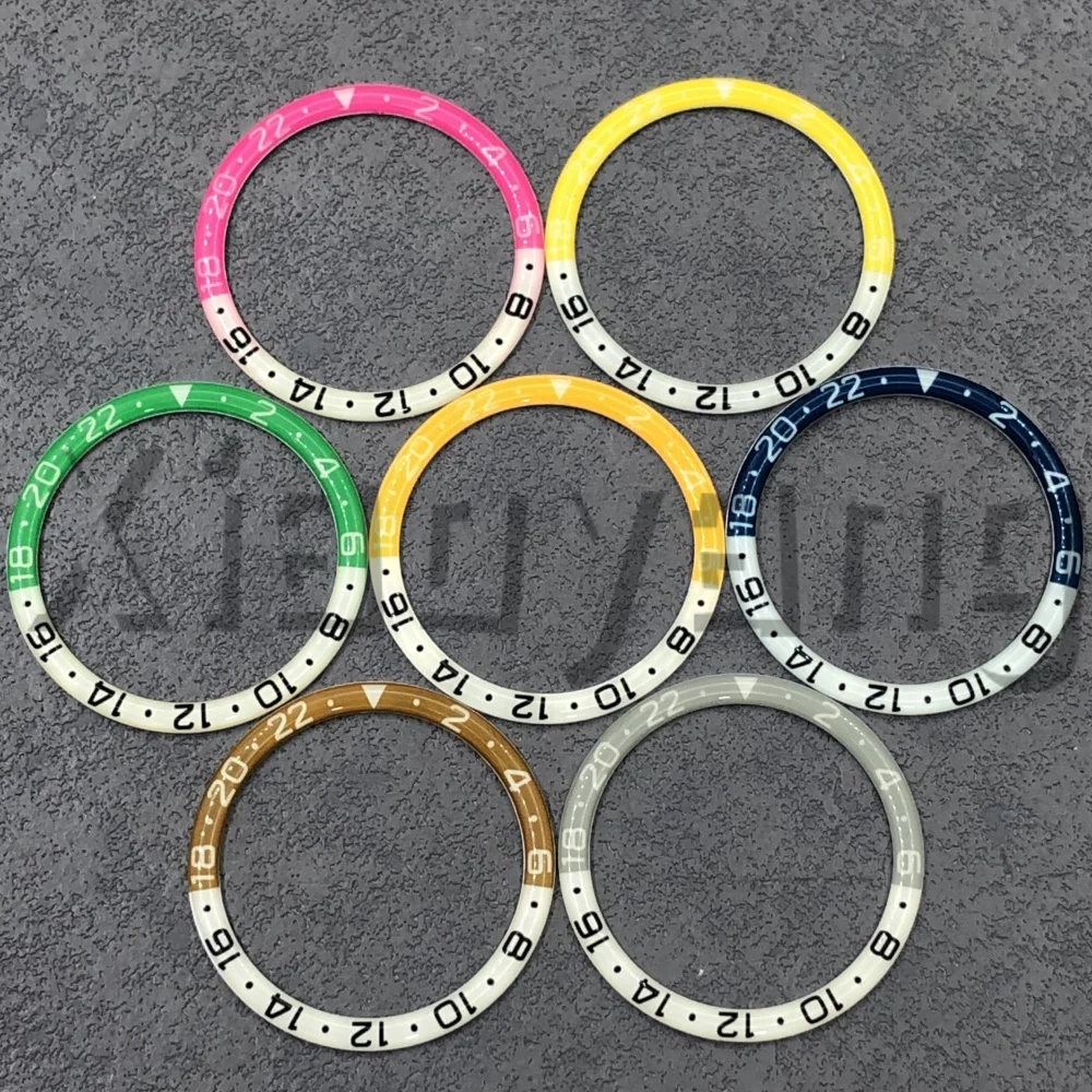 38mmX30.5mm Domed Resin Watch Bezel Bright Colors With Super Luminous Insert Men's Modified Watch Parts Accessories