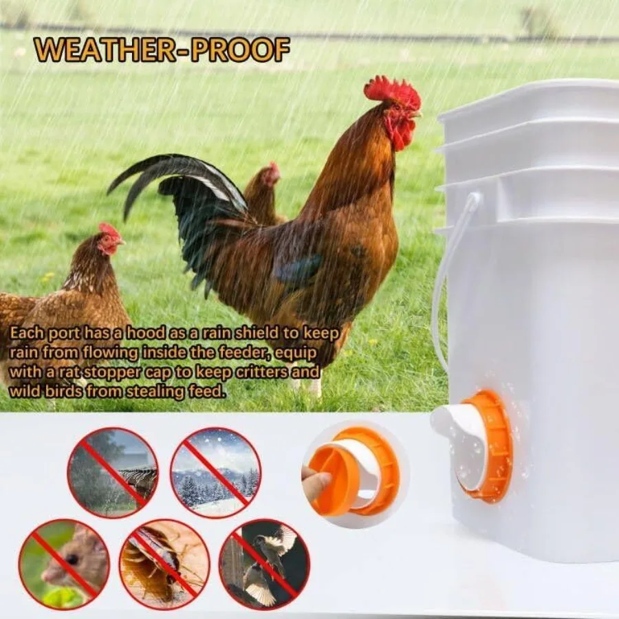 【Spot goods】Chicken Feeder Port 6 Pack Chicken Feeders No Waste with 6 Lids 1 Drill Bit DIY Automatic Poultry Feeder Cups Kit C view 5