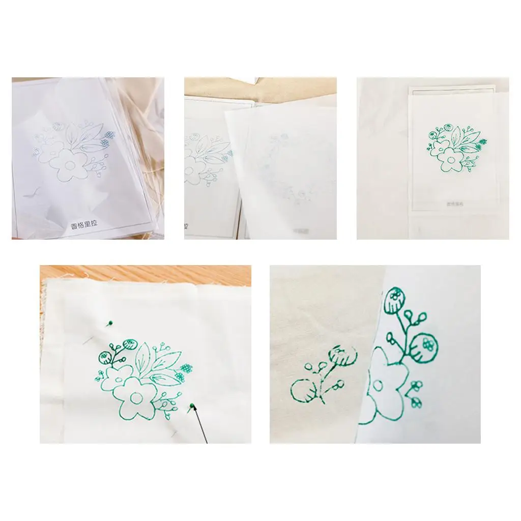 5 Sheets Embroidery Transfer Paper Water Soluble Topping Stabilizer for Cross Stitch Sewing Pattern Printing